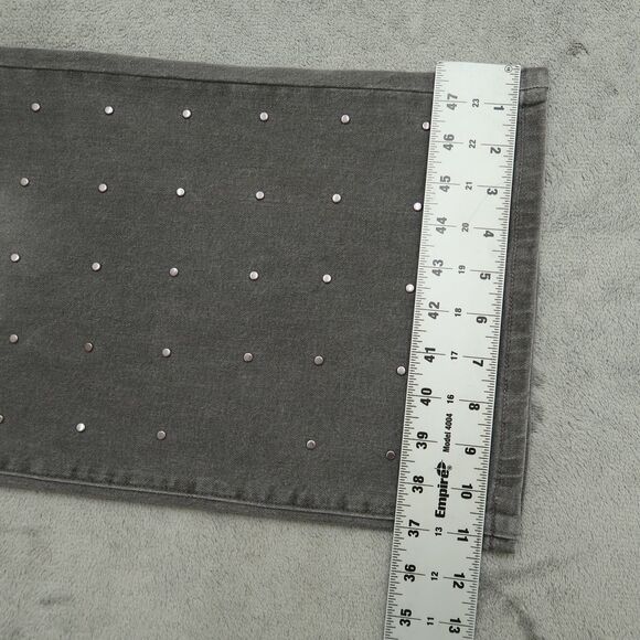 DKNY Jeans Women's Size 27 Gray High-Rise Wide-Leg Denim 31" Inseam Embellished - Picture 6 of 16